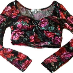 Floral Velvet Crop Top